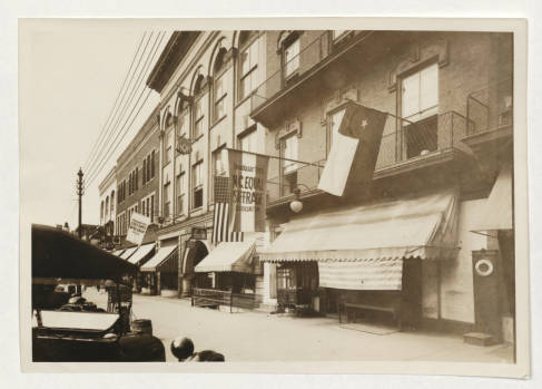 Photograph of the N.C. Equal Suffrage Association Headquarters in Raleigh, N.C. ca. 1915-1920. Image from the Equal Suffrage Amendment Private Collection, State Archives of N.C.