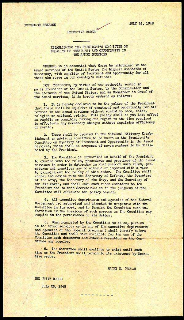 Press release on President's Committee on Equality of Treatment and Opportunity in the Armed Forces Press release on President's Committee on Equality of Treatment and Opportunity in the Armed Forces