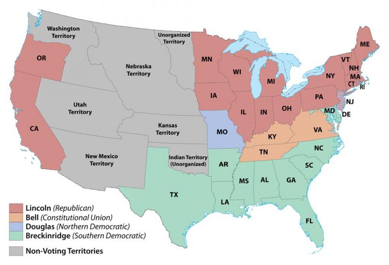 1860 U.S. electoral map 1860 U.S. electoral map