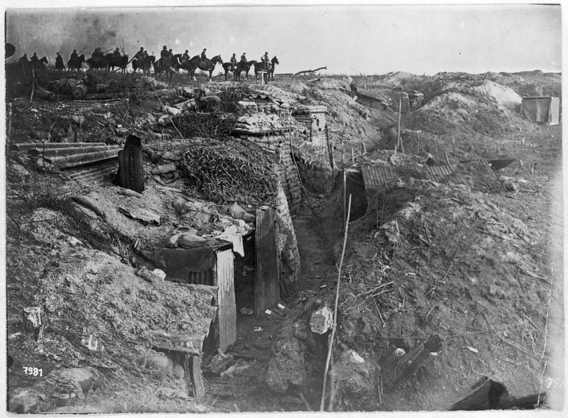 An abandoned British trench, World War I An abandoned British trench, World War I