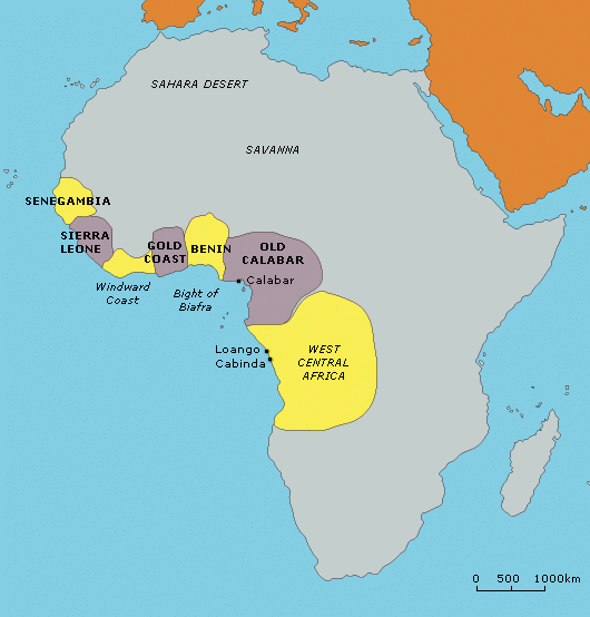Major African regions contributing to the transatlantic slave trade in the 17th & 18th centuries Major African regions contributing to the transatlantic slave trade in the 17th & 18th centuries