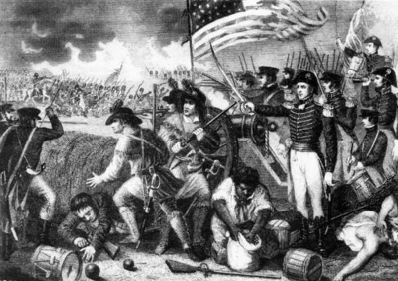The Battle of New Orleans The Battle of New Orleans depiction. Soldiers stand in rank around artillery battery. A commanding officer points his sword.