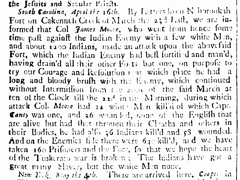 The Boston News-Letter reports on the Tuscarora War, 1713 The Boston News-Letter reports on the Tuscarora War, 1713