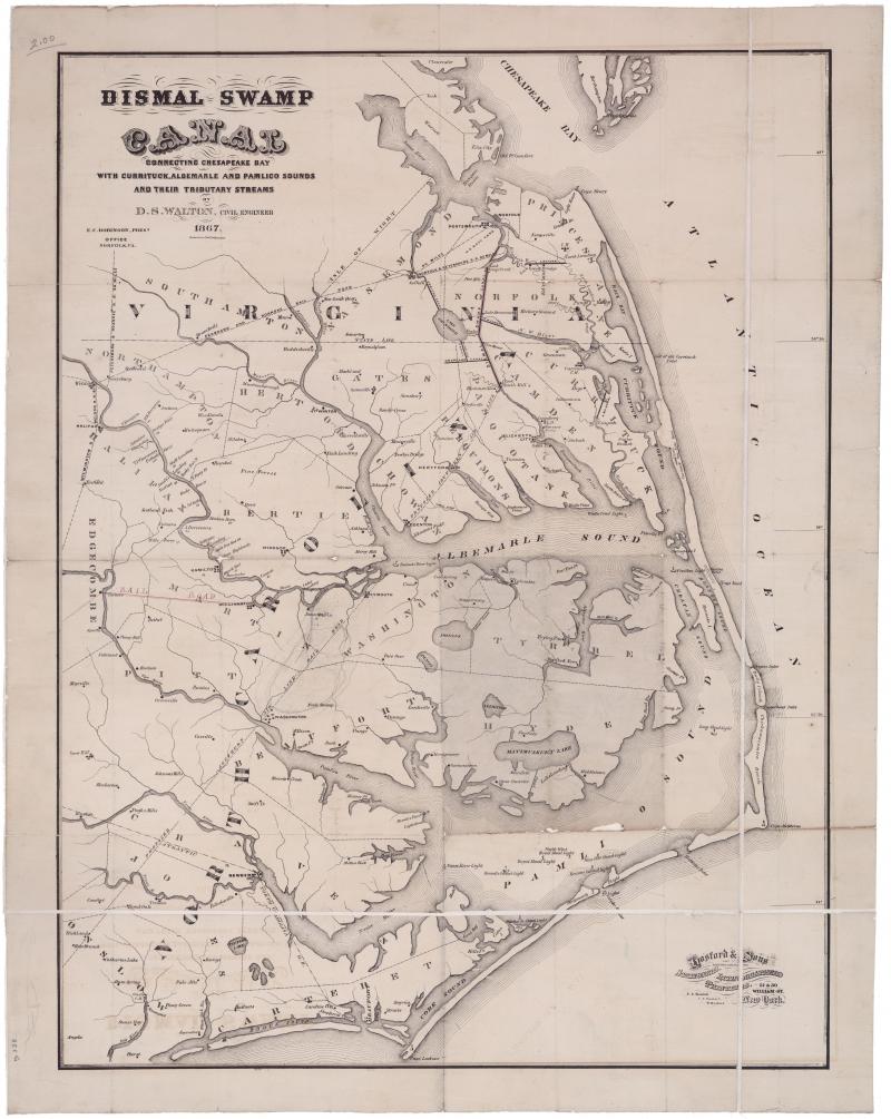 Map of the Dismap Swamp Canal, 1867 Map of the Great Dismal Swamp and Eastern North Carolina.