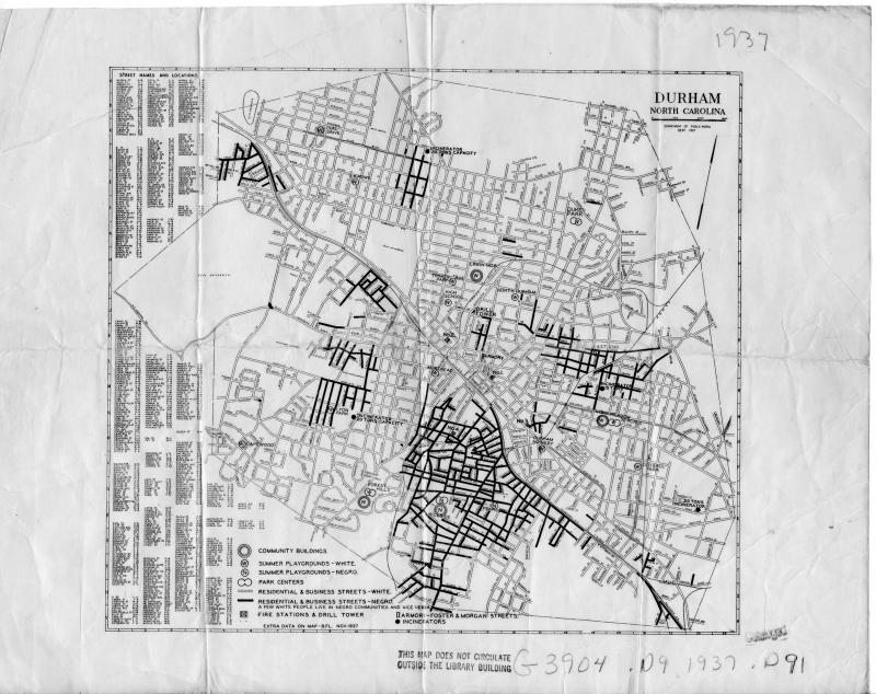1937 Bureau of Public Works map of Durham, N.C. 1937 Bureau of Public Works map of Durham, N.C.