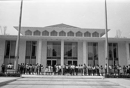 African Americans gathered outside the North Carolina Legislative Building (1963) African American protestors gathered outside the Legislative Building in Raleigh, North Carolina, 1963