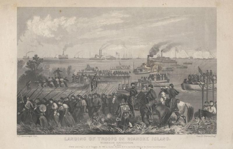 Landing of Troops on Roanoke Island, Burnside Expedition Landing of Troops on Roanoke Island, Burnside Expedition