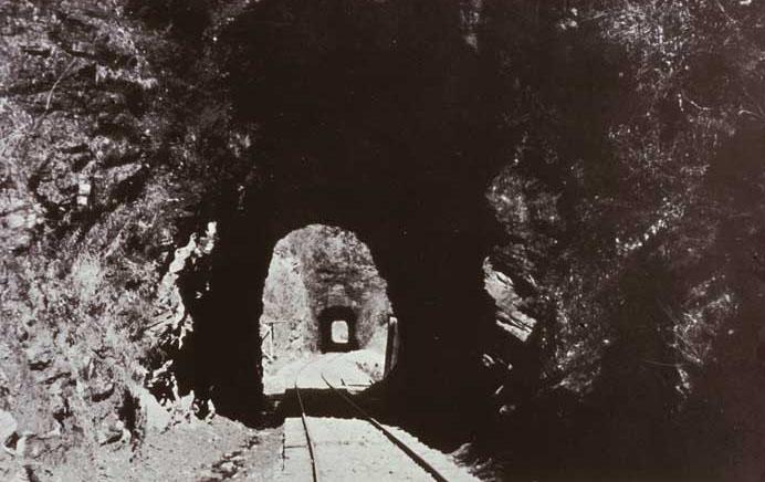 Historic Postcard of rail line through Licklog Tunnels Historic Postcard of rail line through Licklog Tunnels