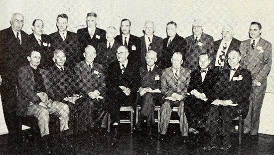 Pictured are 19 of the former presidents of the N. C. Press Association, January 20, 1951. Seated, left to right, are Roy Parker, Ahoskie; Dr. Clarence Poe, Raleigh; R. E. Price, Rutherfordton; Henry Belk, Goldsboro; H. Galt Braxton, Kinston; John B. Harris, Albemarle; L. C. Gifford, Hickory; Talbot Patrick, Goldsboro and Rock Hill, S. C. Standing, left to right, Josh L. Horne, Rocky Mount; Ed M. Anderson, Brevard; Frank A. Daniels, Raleigh; D. Hiden Ramsey, Asheville; Wm. K. Hoyt, Winston-Salem; Lee B. Weathers, Shelby; E. A. Resch, Siler City; W. Curtis Russ, Hendersonville ; F. Grover Britt, Clinton; Harvey F. Laffoon, Elkin; Wm. E. Horner, Sanford.  Image from Archive.org.