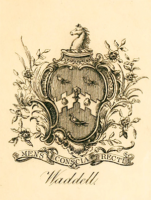 The coat of arms of the Waddell family. Image from Archive.org.