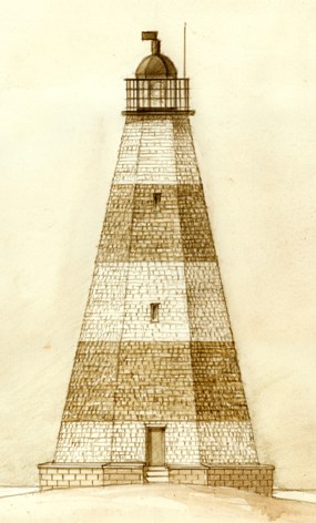 An artist's rendition of the 1812 lighthouse. An artist's rendition of the 1812 lighthouse.