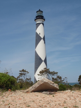 Ruins of the 1812 lighthouse (foreground) in sight of the 1859 tower. Ruins of the 1812 lighthouse (foreground) in sight of the 1859 tower.