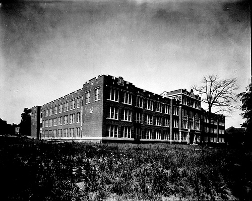 Exterior of Hugh Morson High School, Raleigh, NC, no date (c.1930-1940s). From the Albert Barden Collection, North Carolina State Archives, call #: N.53.15.288 . Exterior of Hugh Morson High School, Raleigh, NC, no date (c.1930-1940s). From the Albert Barden Collection, North Carolina State Archives, call #: N.53.15.288 .
